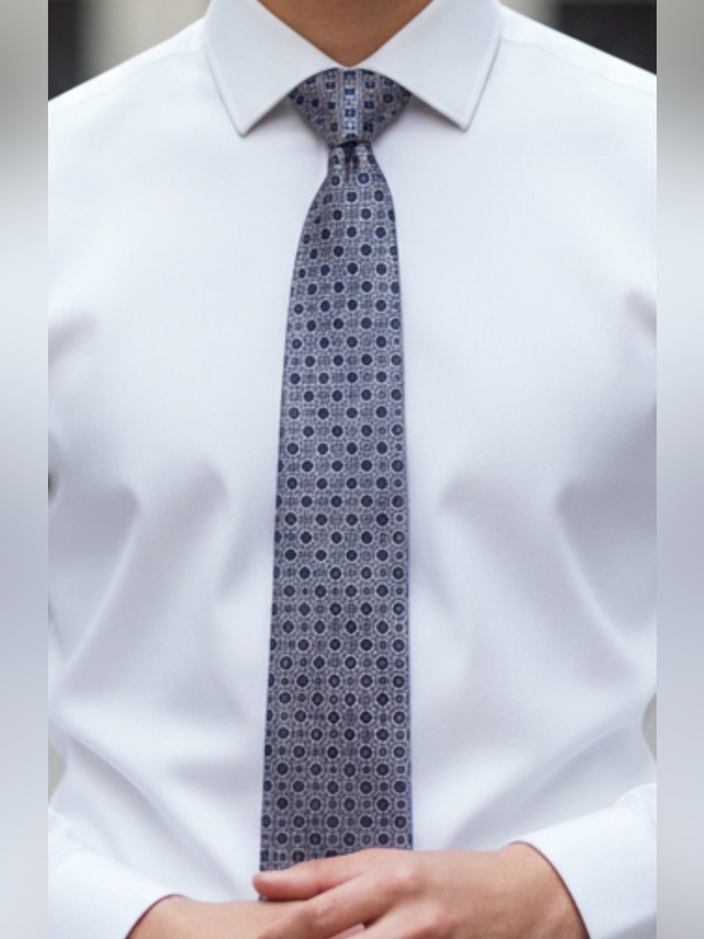 Mario Valentino Blue/Pink Geometric Silk Tie